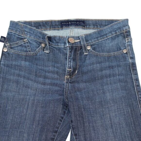 Rock & Republic Kasandra Womens Size 6M Dark Wash Blue Denim Jeans Boot Cut - Picture 4 of 8